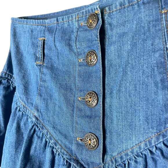 Tickets California Women's Size 16 Vintage Ankle Length Denim Pleated Bell Skirt - Picture 4 of 5
